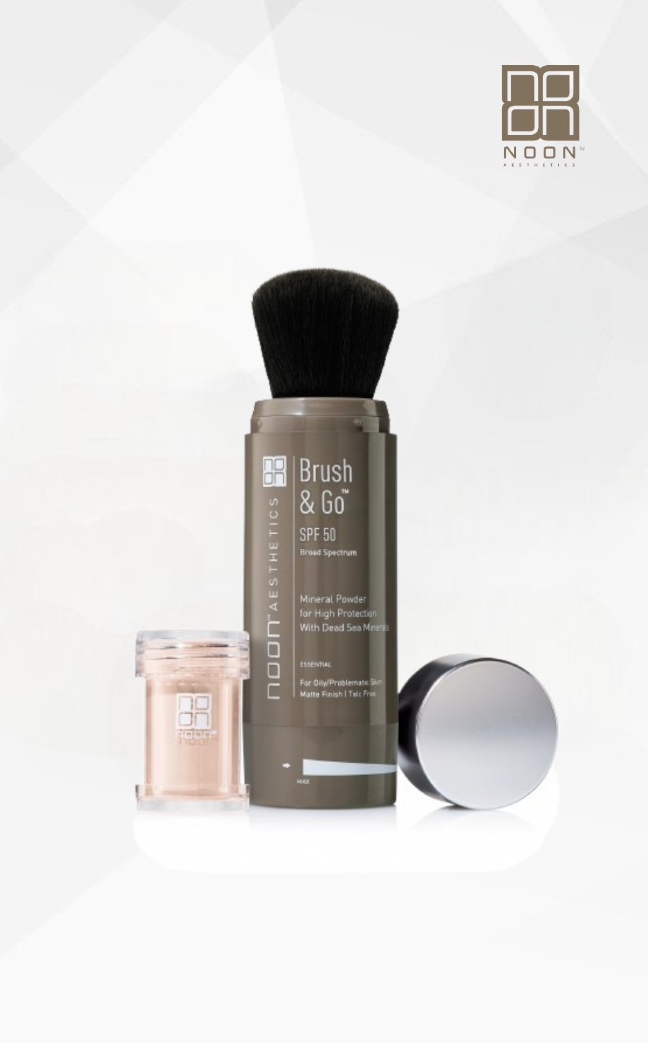 Noon Brush&Go apsauga nuo saulės SPF50, riebiai:probleminei odai, 2x5g