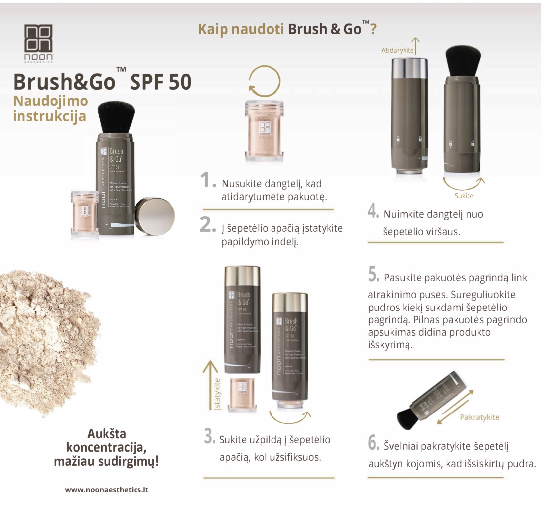 Noon brush&go naudojimas Noon brush&go naudojimas