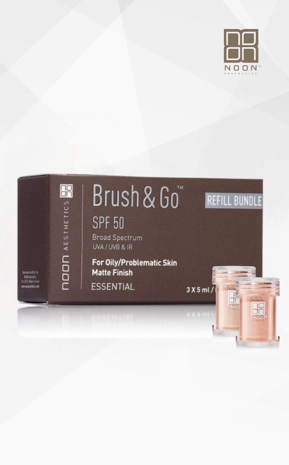 Noon Brush&Go apsauga nuo saulės SPF50 papildymas riebiai odai Noon Brush&Go apsauga nuo saulės SPF50 papildymas riebiai odai
