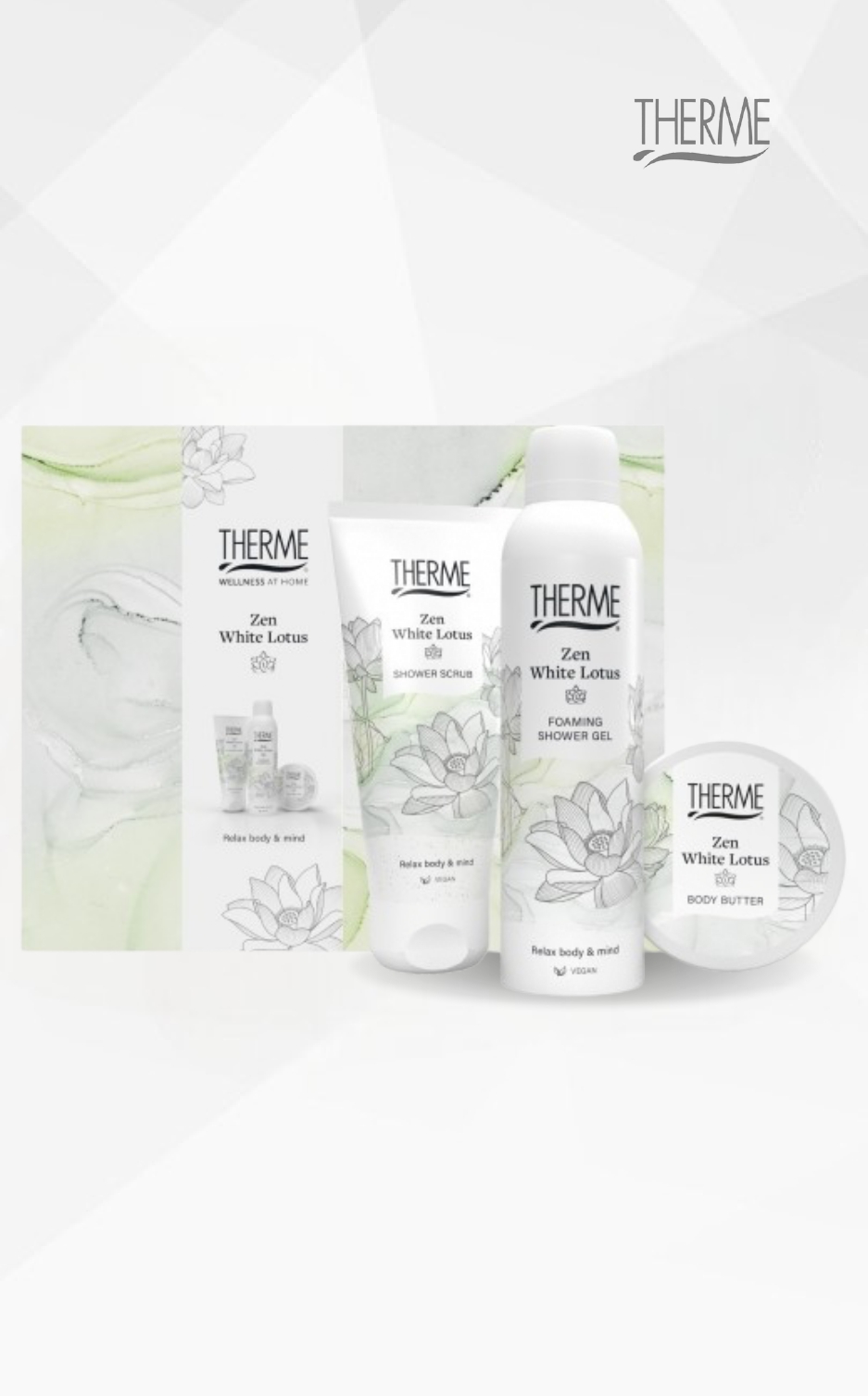 Therme Zen White Lotus atpalaiduojantis kūno priežiūros rinkinys Therme Zen White Lotus atpalaiduojantis kūno priežiūros rinkinys
